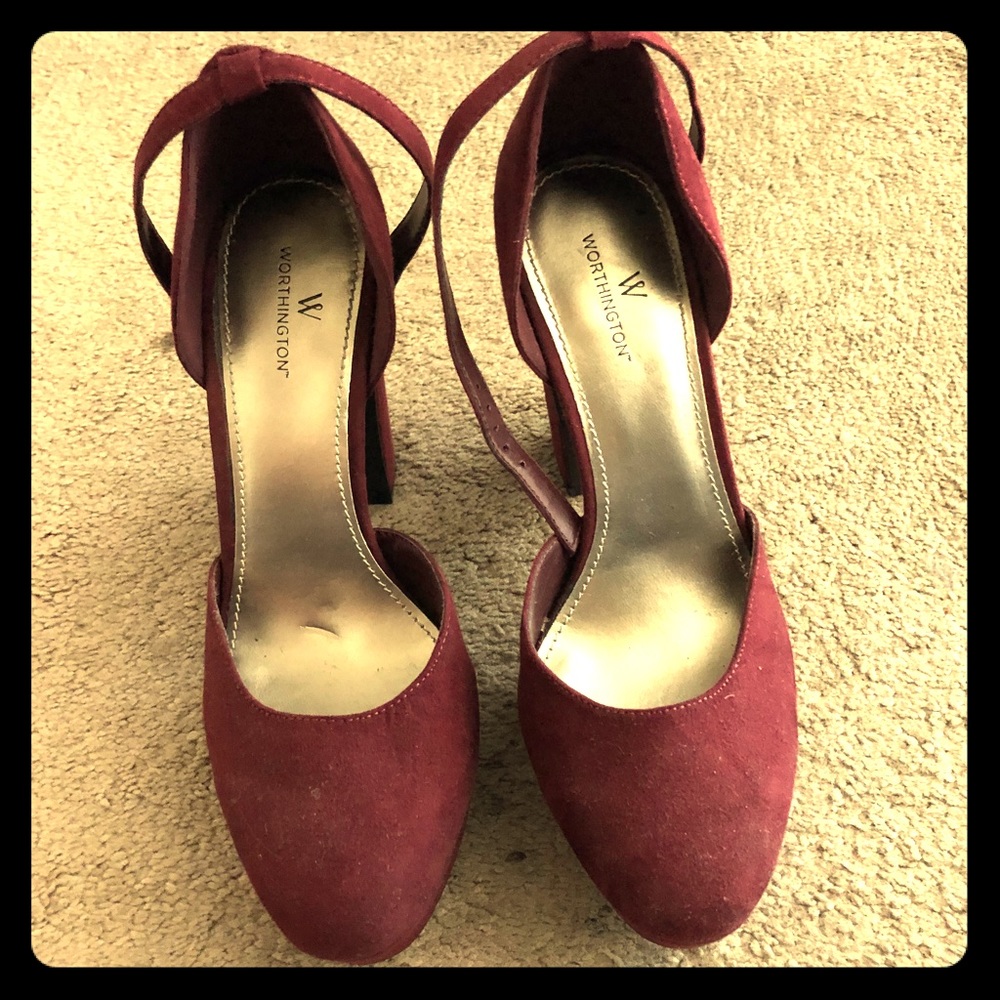 Burgundy velvet heels